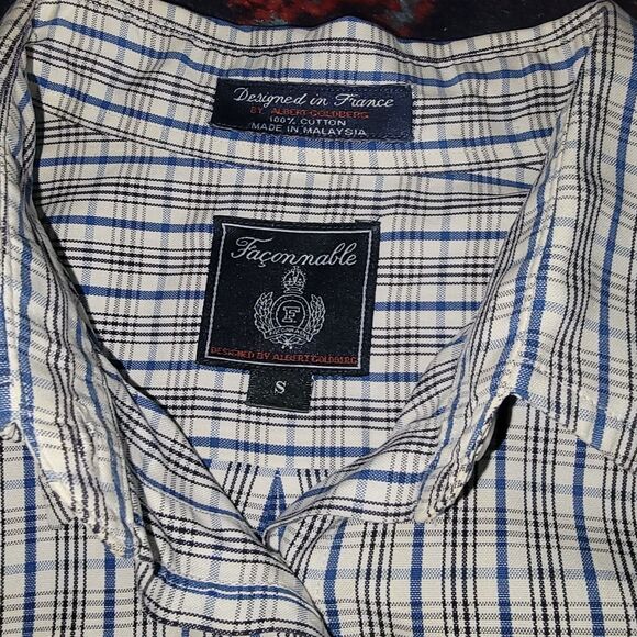 RARE FACONNABLE Albert Goldberg France Mens Dress Button Up Casual Plaid Shirt S - Picture 5 of 16